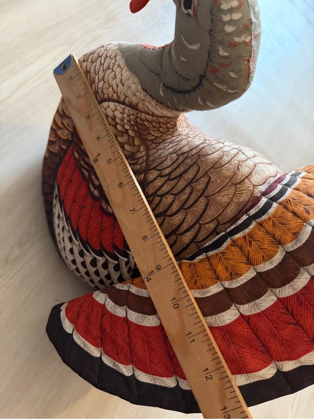 Vintage Turkey Bird Plush Stuffed Animal Handmade Thanksgiving Centerpiece